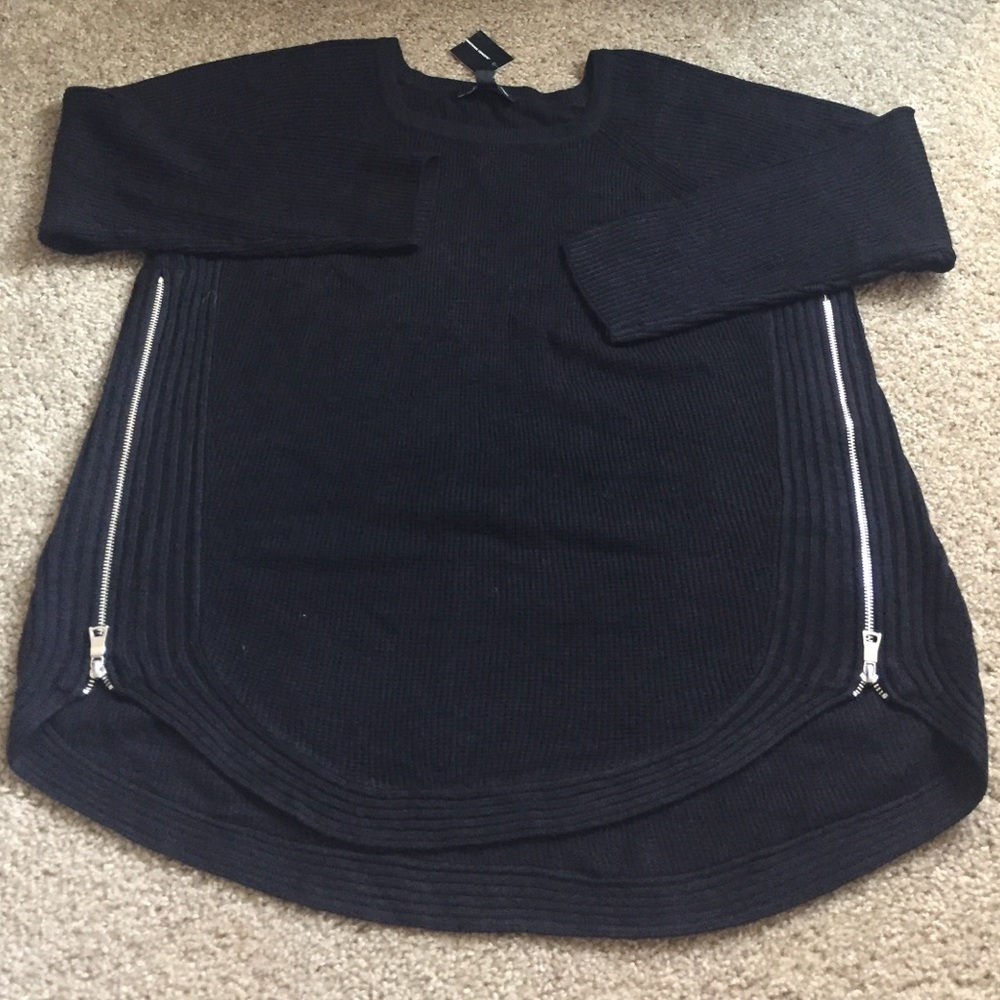 INC Deep Black Knit Sweater Size 1x